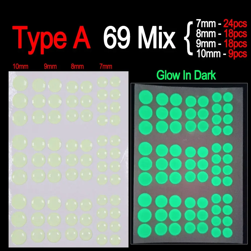 Bimoo 69pcs/183pcs Mix 3D Epoxy Luminous Fish Eyes 3D Night Glow Fish Eyes for Tying Streamer Saltwater Flies Jig Fishing Lures fishing lure fly tying thread fly tying beads