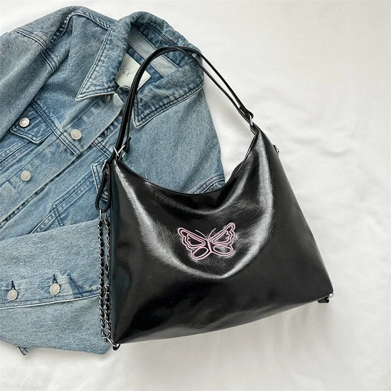 

Casual Soft Leather Large Capacity 2023 New Backpack Fashion Embroidery Butterfly Multi-purpose Single Shoulder Bucket Bag