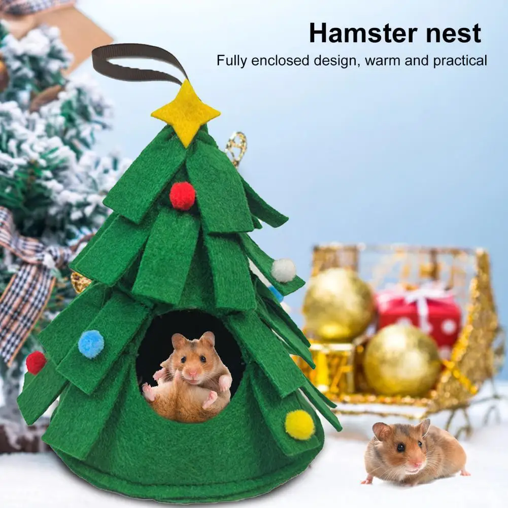 Soft Hamster House Christmas tree Shaped Guinea Pig Warm Mat Nest Small