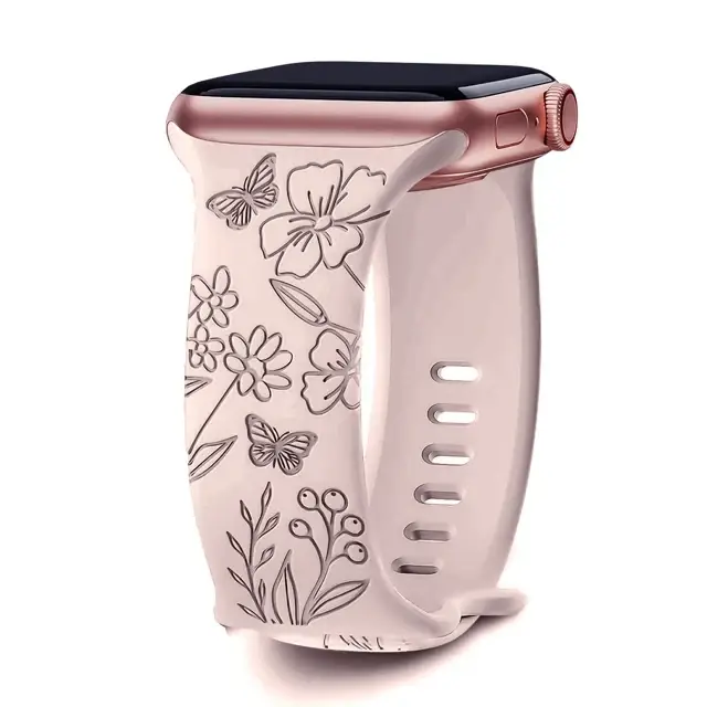 Engraved Band for Apple Watch Strap 46mm 44mm 42mm 41mm 40 45mm Ultra 3 2 49mm Floral Bracelet Iwatch Series 11 10 9 8 7 SE 6 5 - Image 25