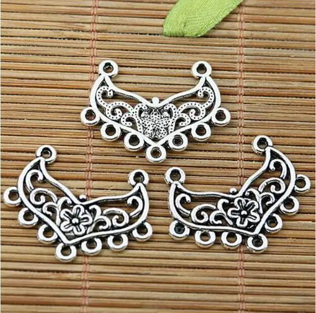 

10pcs Tibetan silver flower heart shape connectors EF2050