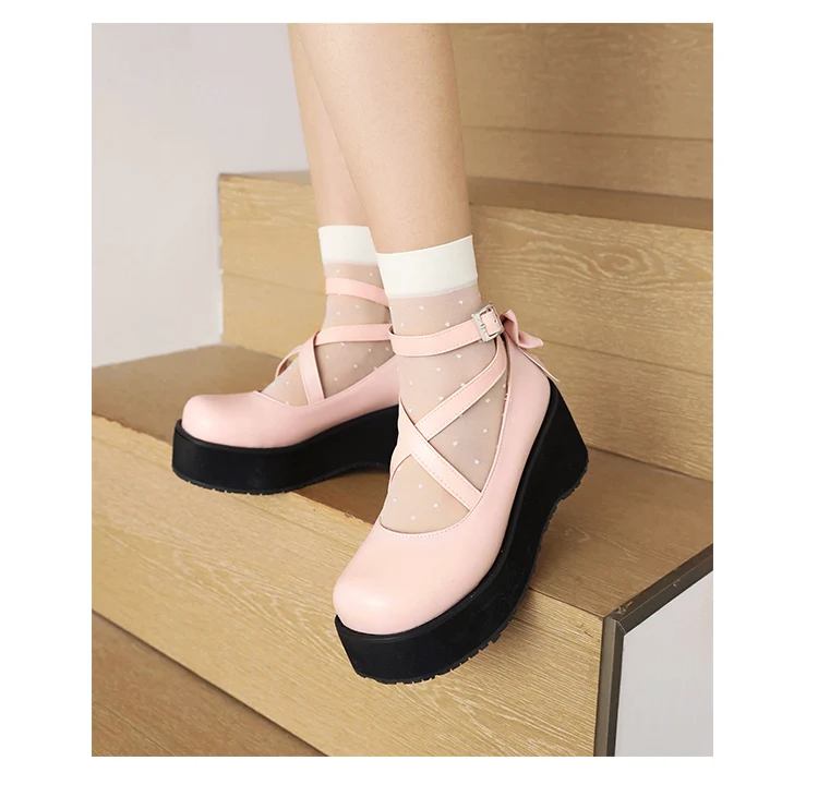 Ultra-Thick Foam Soles Cross-Strap Loafers Oversized Breathable Solid Color Pumps 2022 New PU Material Height-Enhancing Shoes