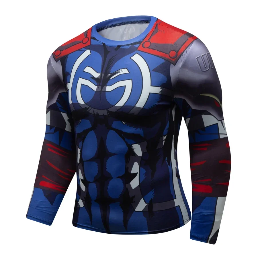 Économie College en 3D Anime pour hommes, chemises de compression, t-shirts à manches longues, t-shirts de fitness, t-shirt 4