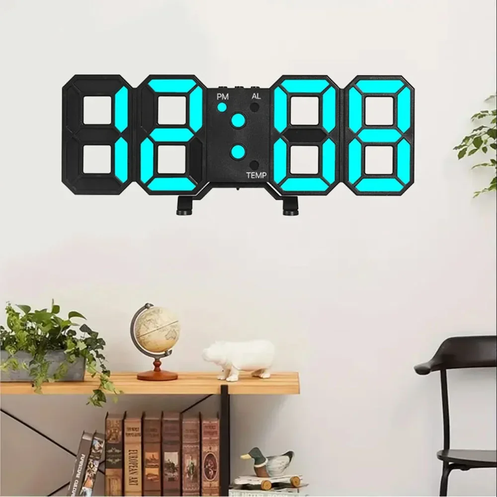 3D-LED-digital-clock-Light-fashion-wall-clock-Multi-functional-creative ...