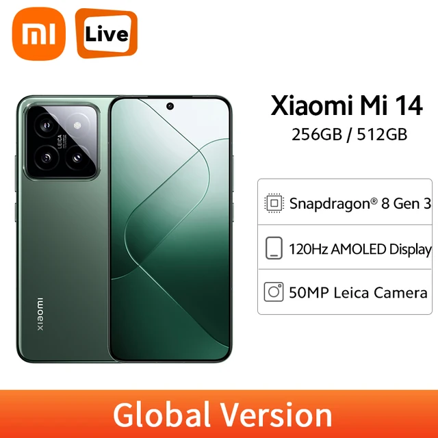 Global Version Xiaomi Mi 14 5G Smartphone 256GB/512GB Snapdragon 8 Gen 3 AMOLED 1.5K Display 90W HyperCharge 50MP Leica Camera 1
