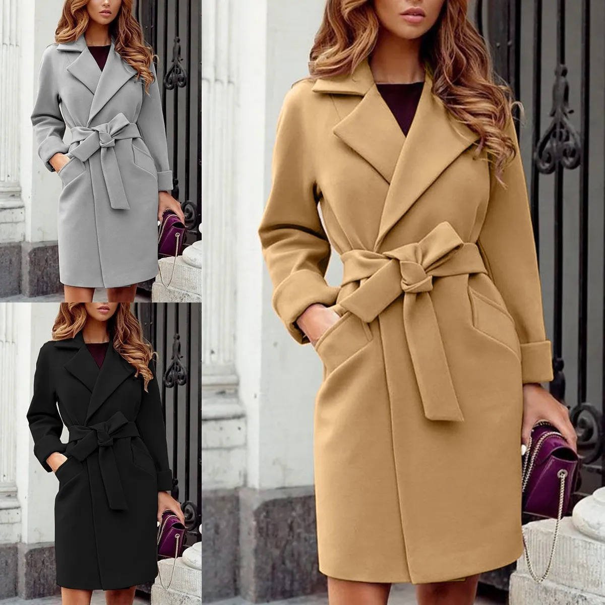 Elegant Wool Blends for Women Long Sleeve Streetwear Korean Fashion Jackets Pockets Slim 2023 New Autumn Winter Coats