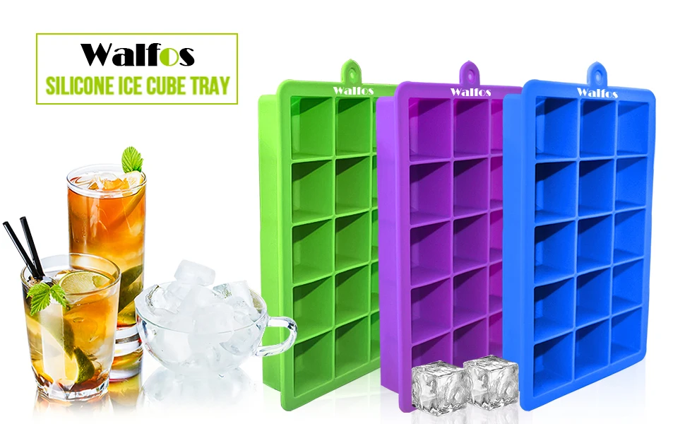 Description Picture 5 of itemWALFOS Silicone Ice Cube Maker 15 Grids Square Shaped Ice Tray Whiskey Cocktail Cooling Ice Mould Jelly Pudding Ice Cream Mold