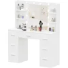 Vanity Desk, Makeup Vanity with 10 LED Lights & 7 Metal Sliding Drawers, Brightness Adjustable, Vanity Table with 6 Open Shelves 6