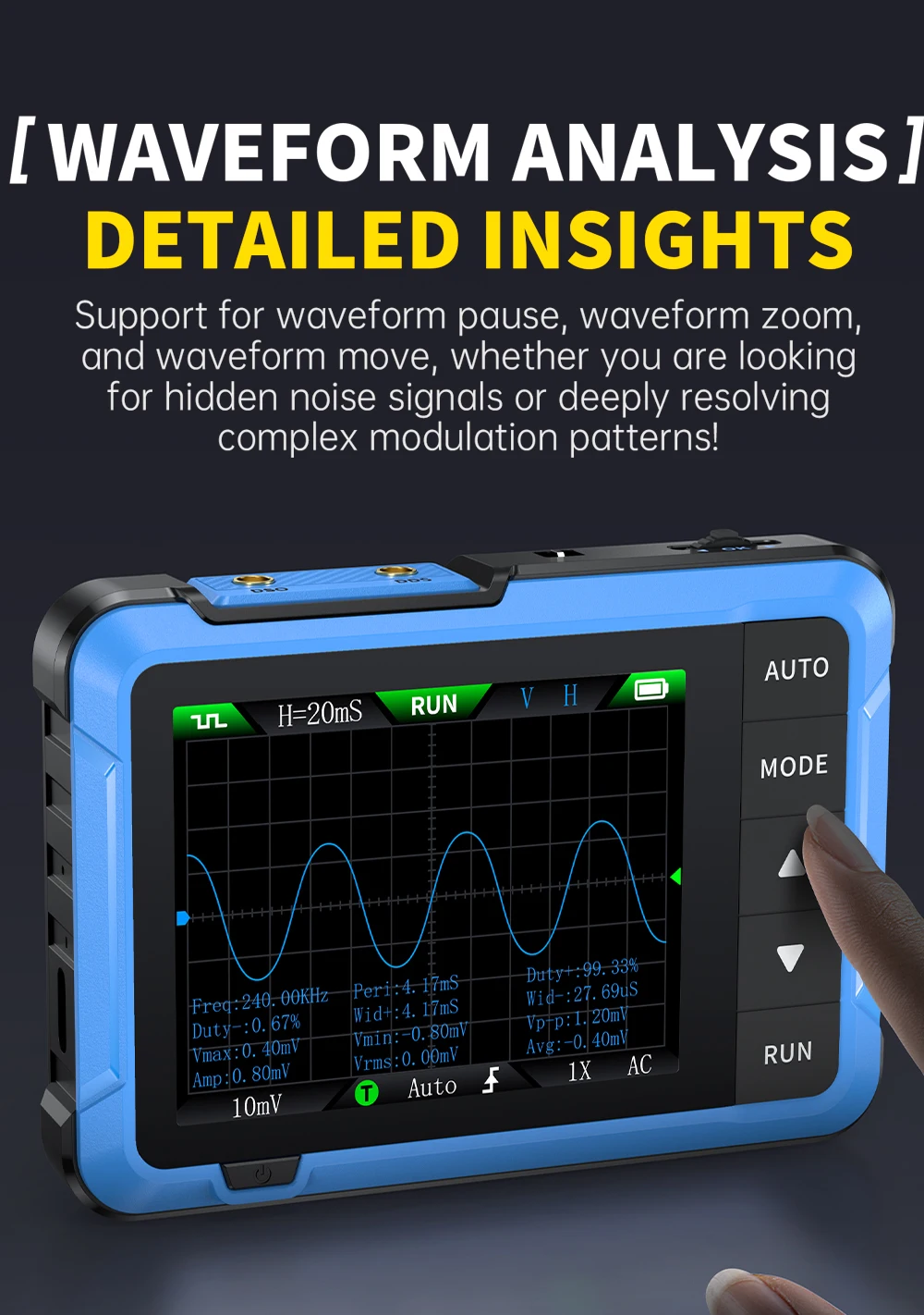 FNIRSI DSO510 PLUS Oscilloscope 10MHz Bandwidth 48MS/s Sampling Rate Mini Handheld Electronic Measurement Tools digital oscilloscope