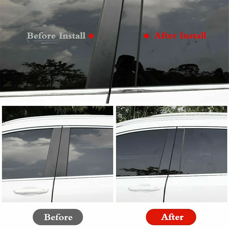 Car Window Trim 6Pcs Car Window Pillar Posts Door Trims Cover Decoration Sticker Glossy Black for Chevrolet Malibu carbon fibre