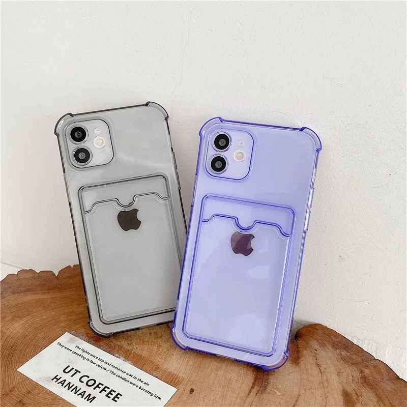 Clear Shockproof Wallet Cover with Transparent Card Slot and Bag Holder