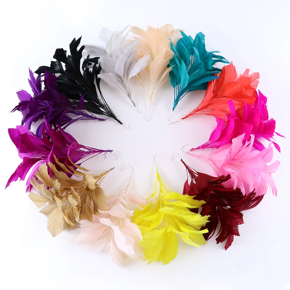 10-12inch Multicolor Turkey Goose Feather Flower Triangle Tipped Coque Free Bendable Feather Plumas Crafts DIY Lady Headdress