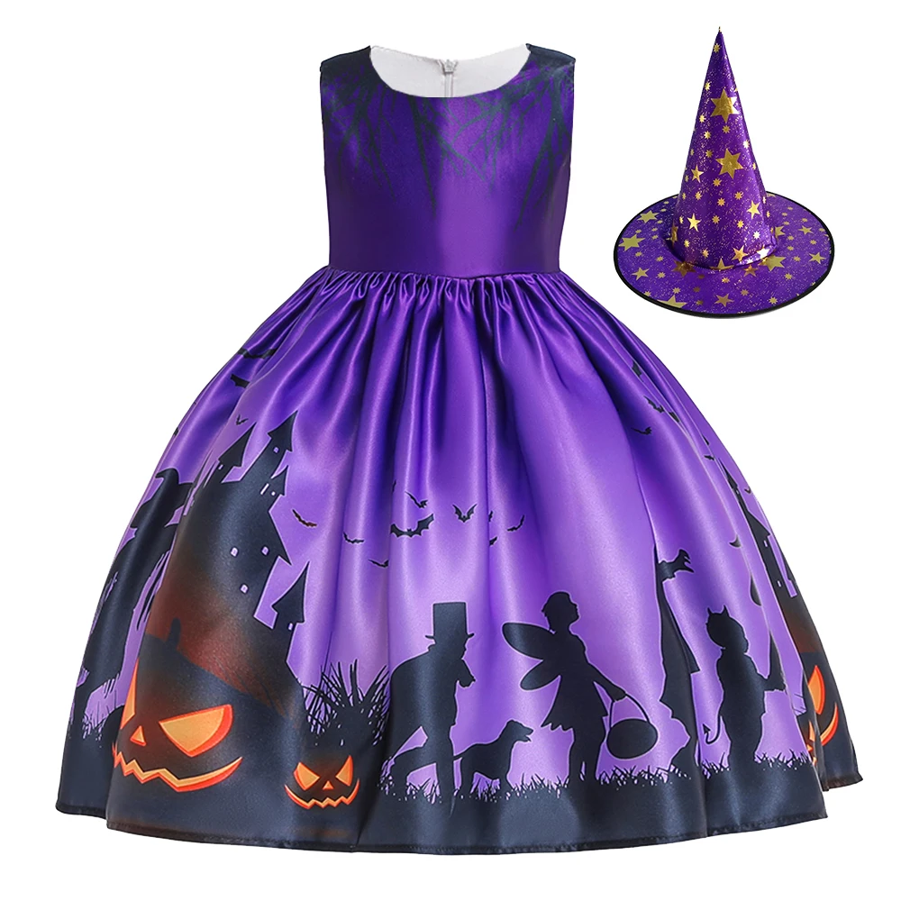 Monduelle Mädchen Hexenkleid Halloween - Kürbis Spinne Tüllkleid Für Karneval & Partys