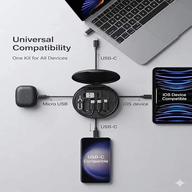 รูปสินค้า สายชาร์จ USB-C 60W พร้อมอะแดปเตอร์หลากหลาย ชาร์จได้ทุกอุปกรณ์