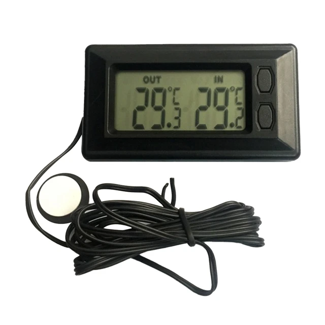 Termómetro Digital con pantalla LCD para coche, medidor de temperatura  interior y exterior con Cable de