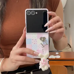 Korean Cute Bow Flower Phone Case with Rabbit Charm - Kawaii Design - Galaxy Z Flip5 (Style)