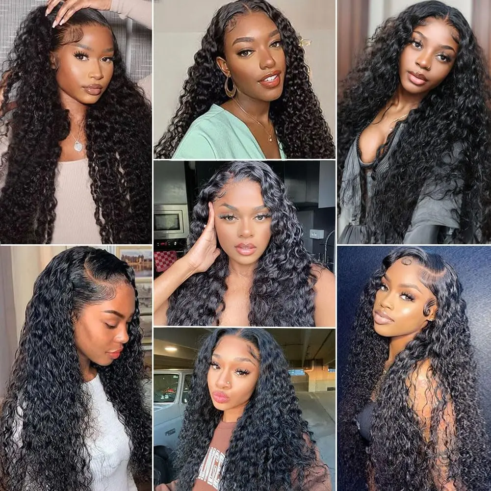 Curly 4x4 Glueless Lace Front Wig 100% Human Hair 13x6 HD Deep Wave Lace Frontal Wigs 13x4 Water 30 Inch Closure Kinky Wear Go