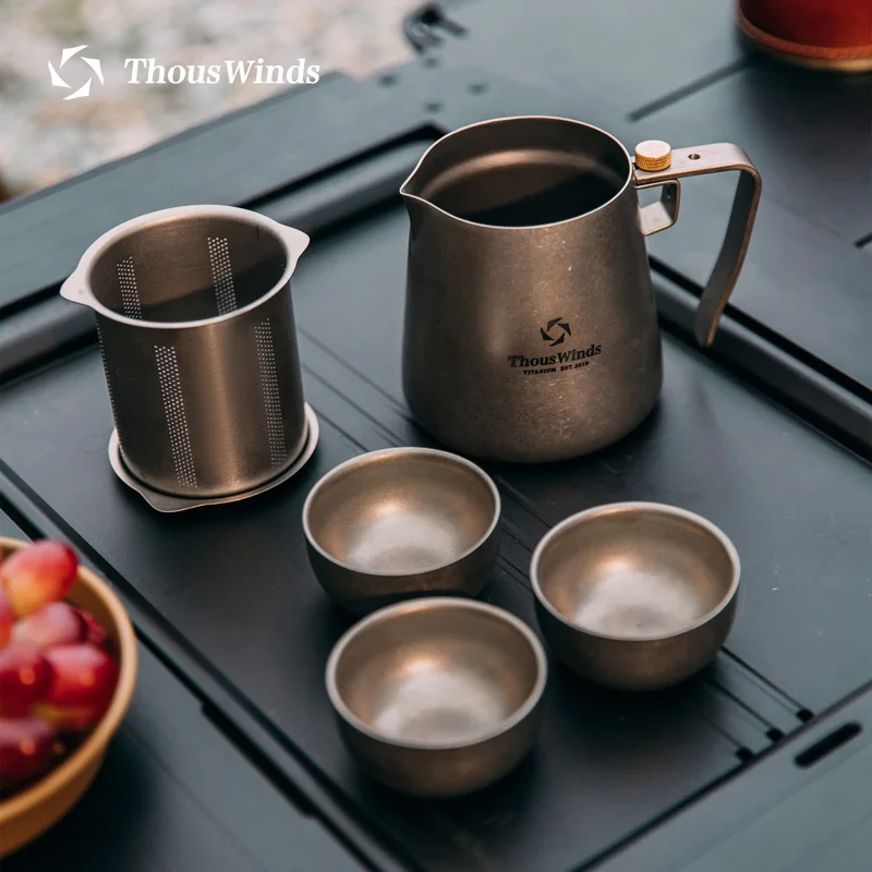 Thous Winds Tea Ceremony Titanium Outdoor Camping Tableware Set Coffee Pot Tea Kettle for BC Solo Camping Hiking Picnic Supplies 4