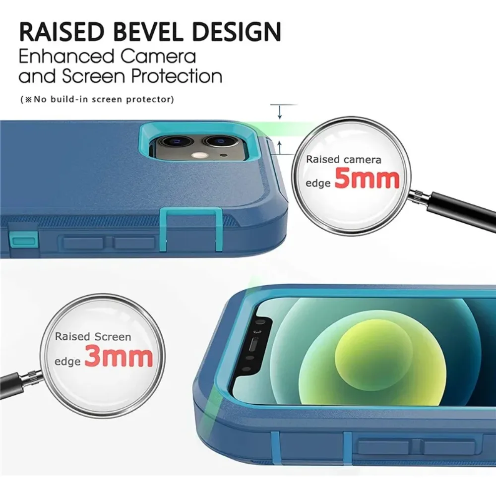 Military-Grade Shockproof Silicone Phone Case - Heavy Duty Slim Protective Cover, 2-Pack