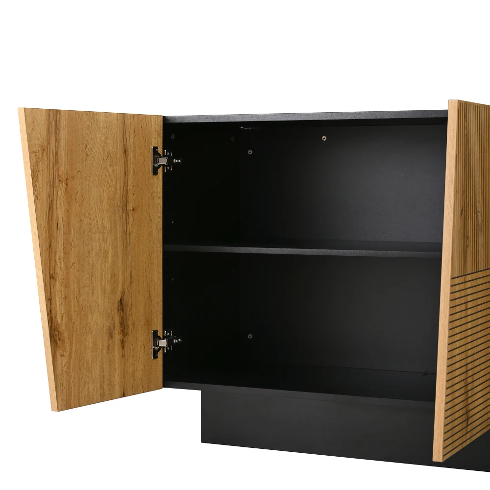 Modernes Seitenbrett 160 cm mit großem Stauraum, geometrischem Design und verstellbarem Einsatzboden – Aufbewahrungsschrank für das Wohnzimmer – Detail 23