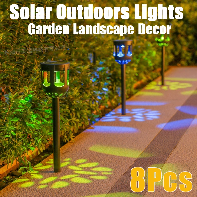 8Pcs Outdoor Solar Lights Courtyard Villa Garden Atmosphere Porch Yard Landscaping Layout Floor Lawn Lamps Christmas Decoration 8pcs led colorful lamp e27 b22 base red yellow orange green atmosphere light 8w ac100 240v flashlight for interiors decoration