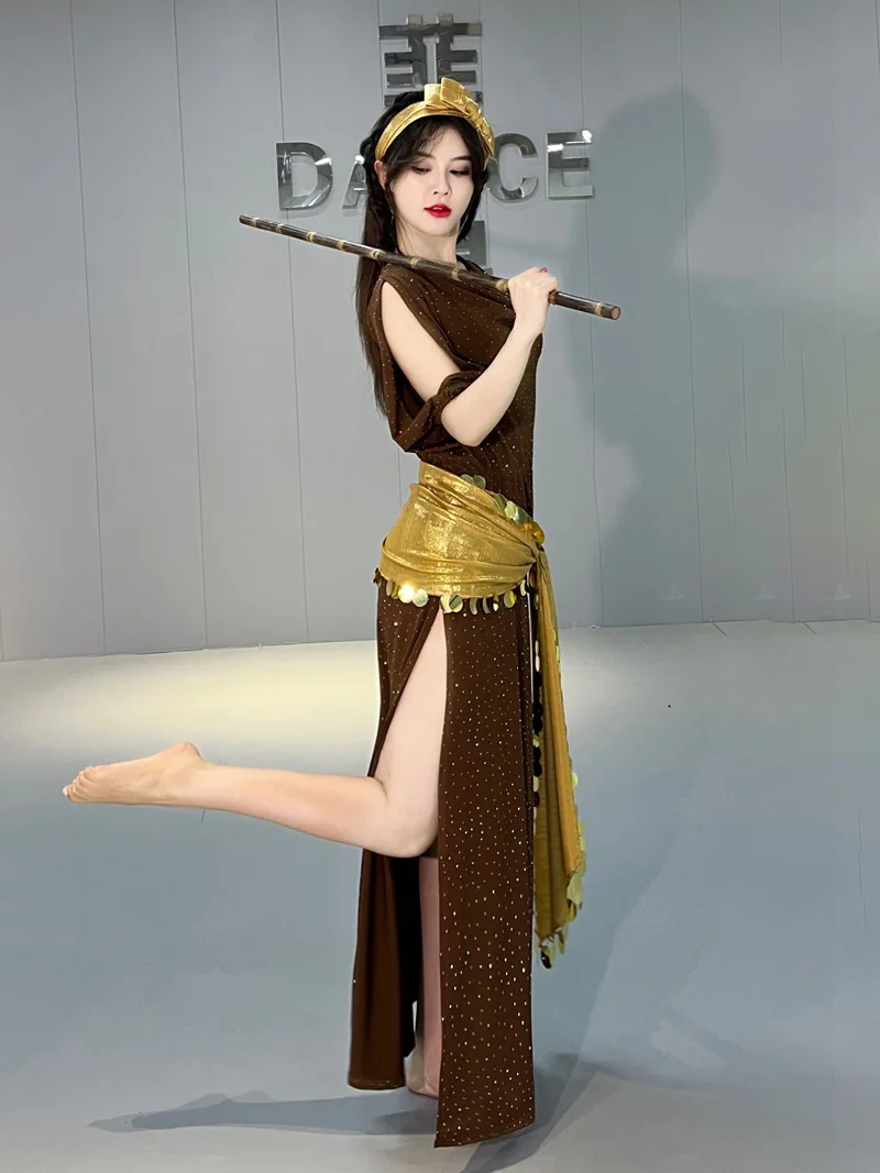 【ベリーダンス用衣装】ショッキングピンク バラディドレス ワンピースドレス ベリーダンス用衣装】ショッキングピンク バラディドレス