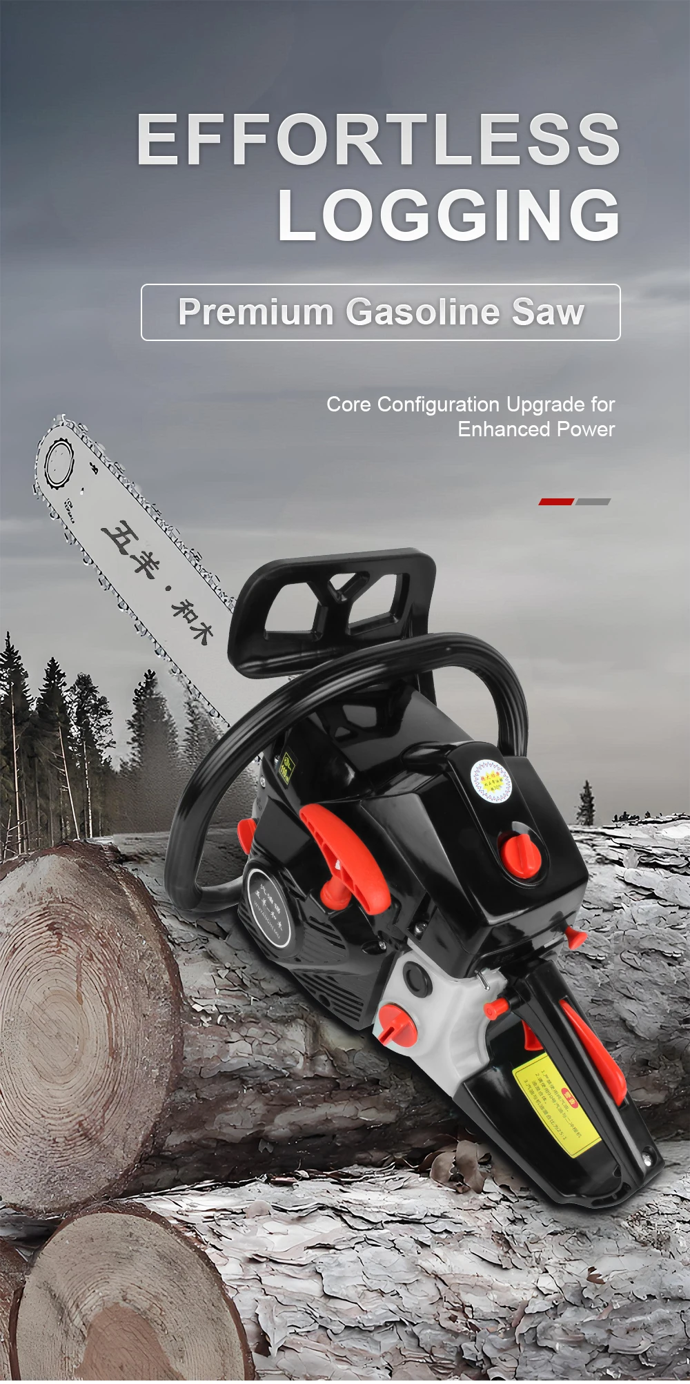 4800W Gasoline Chain Saw Handheld Gasoline Logging Saw Chainsaw High Power Gasol