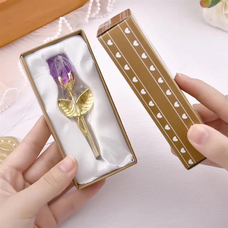 Description Picture 6 of itemValentine'S Day Gift Mini Crystal Rose Artificial Flower Crystal Rose With Metal Rod Flower Branch Wedding Supplies Party Favors