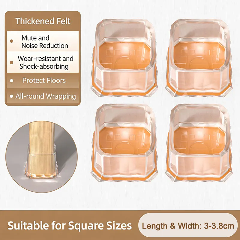 Silicone Floor Protectors for Chair Legs - Rectangle Pads to Safeguard Hardwood Floors