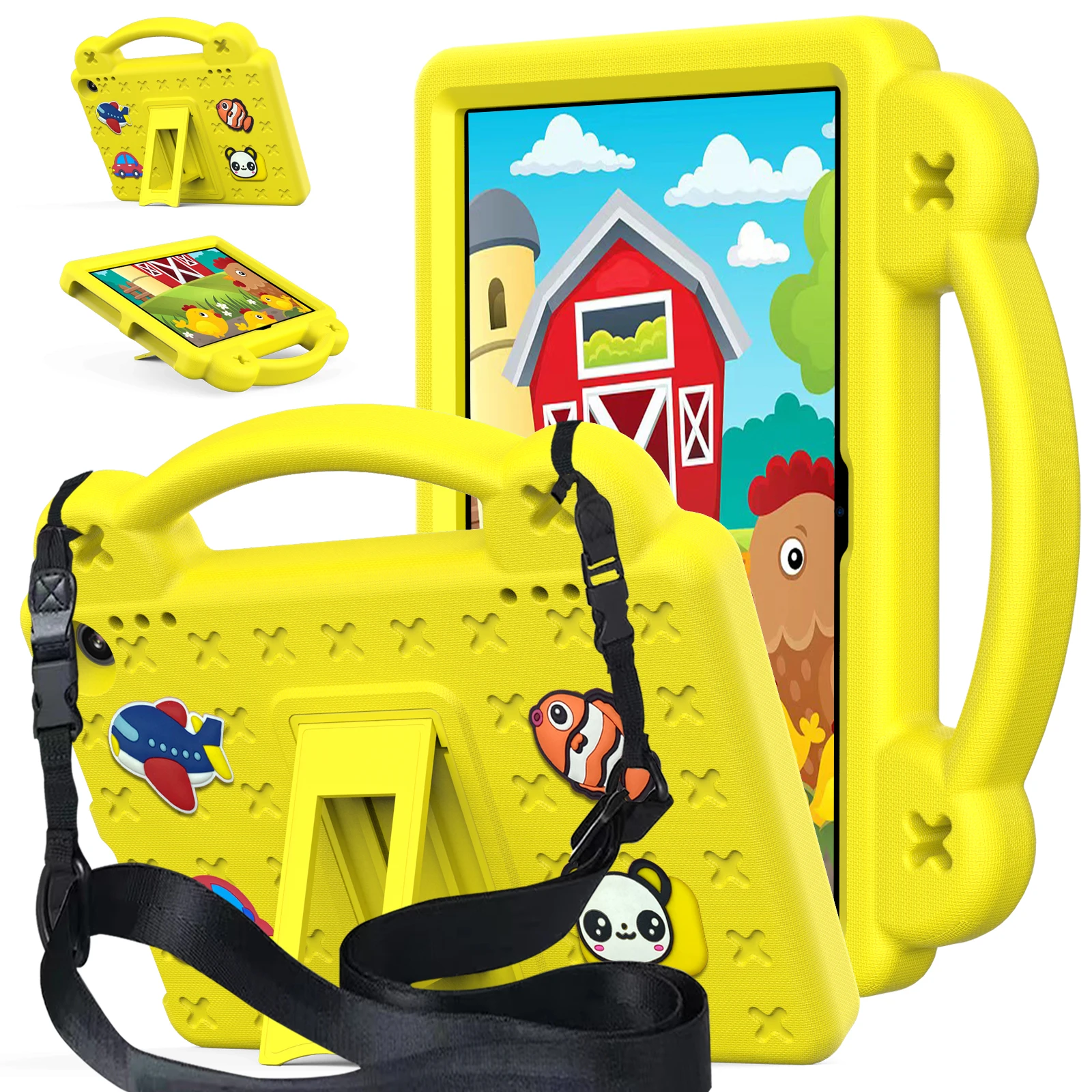 Cartoon EVA Tablet Case with Handle and Shoulder Strap