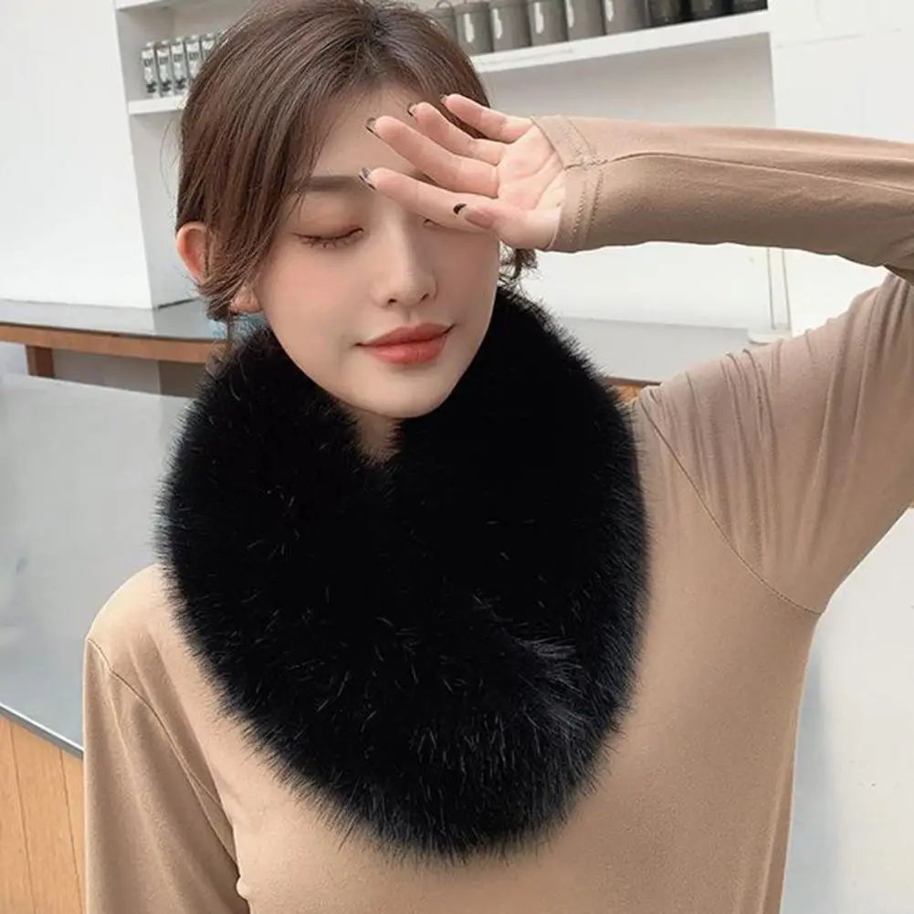 Solid Color Wide Scarf Wrap Warm Clip Buckle Winter Scarf Women Faux Fur Scarf Neck Warmer Fashion Accessories