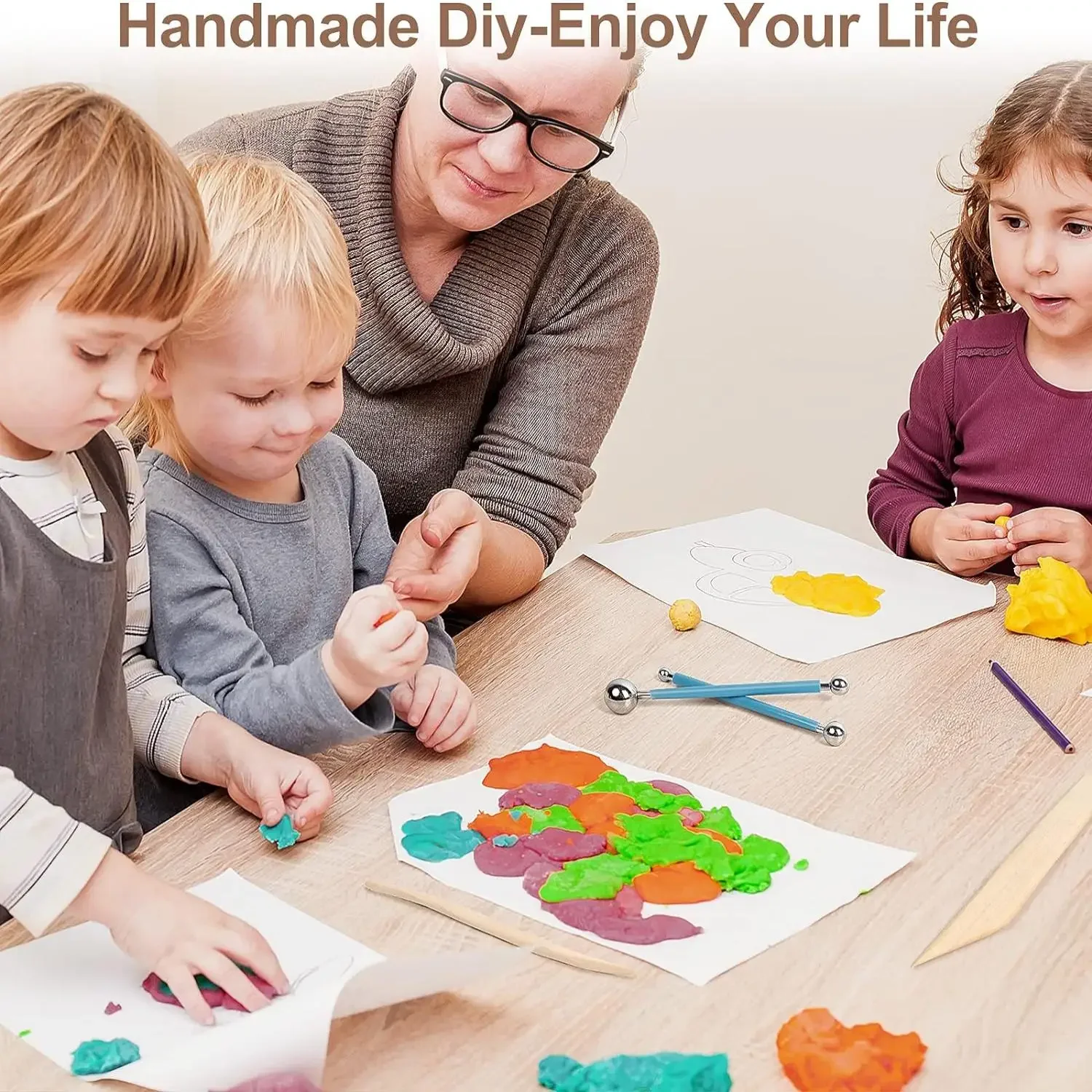 4pcs Sculpture Modeling Tools Clay Tools Dotting Sculpting Modeling ceramics Set Double-Ended Metal Ball Cake Decoration Tool polymer clay tools pottery sculpting tools clay sculpting tools pottery tools clay craft tool mandala dotting tools