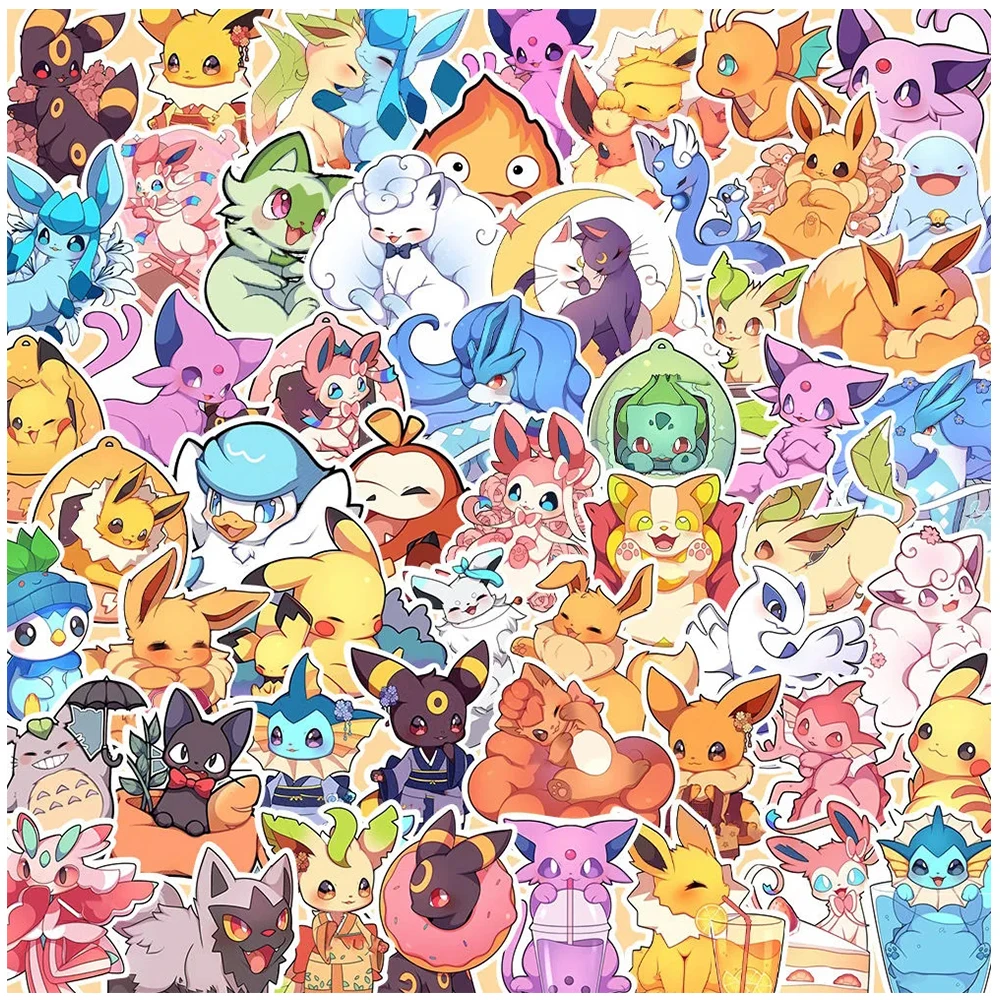 10/30/50 stücke Nette Pokemon Anime Aufkleber Kawaii Pikachu Eevee Graffiti Aufkleber DIY Telefon Wasser Flasche Notebook Cartoon abziehbilder Spielzeug