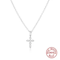 Aide 925 colliers en argent Sterling breloques pour femmes cristal croix clavicule collier chaîne Simple collier ras du cou accessoires cadeau 2
