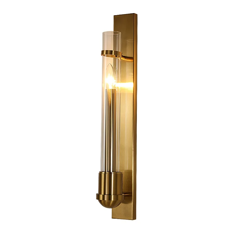 

Candlestick Glass Wall Lamp Post-modern Metal Plating Wall Sconce Hotel Lighting Living Room Bathroom Mirror Light Long