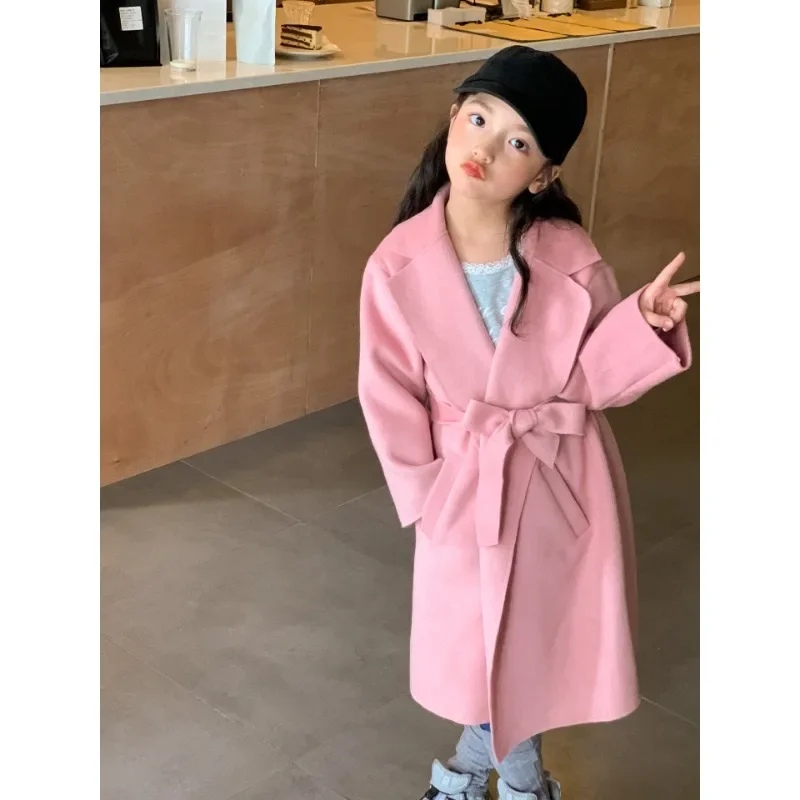 

Children's Coat Girls Winter Coat Girls Tweed Coat 2023 Fall and Winter New Children's Fashion Double-sided Children's Long