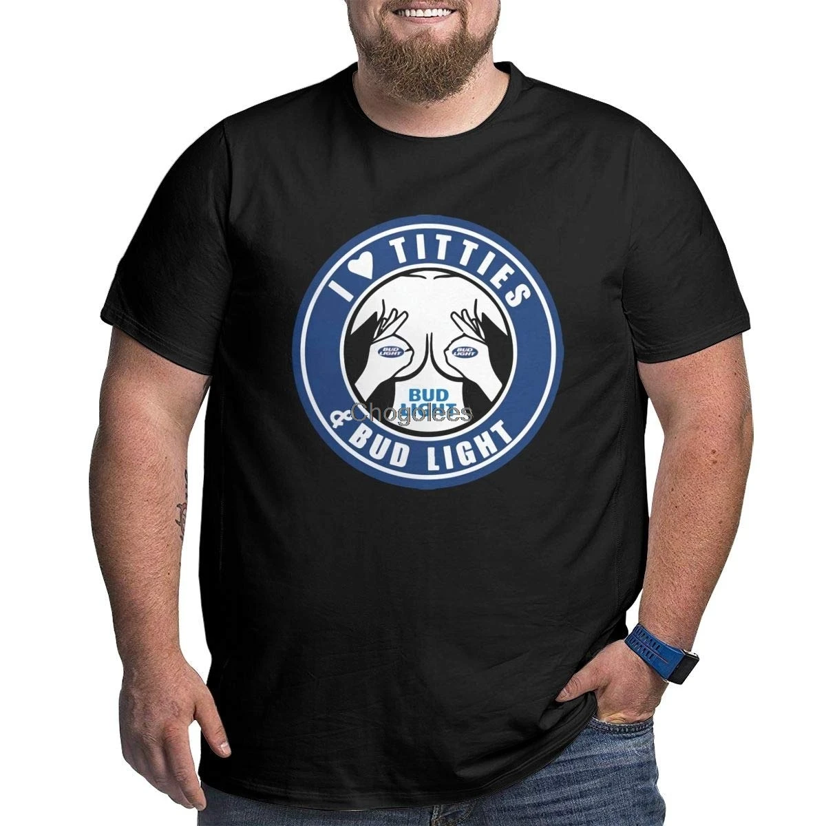I Love Titties And Bud Light Mans Fashion Big Size T Shirts - Tailor