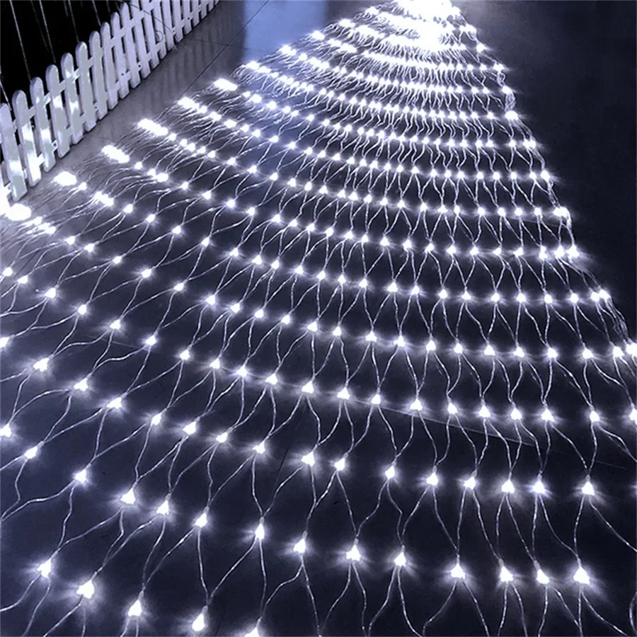 thumbnail image 1 of Cortina de luces LED de malla de 2 x 3/3 x 3/10 x 1/6 x 4 m, guirnalda de luces de hadas para exteriores, decoración navideña para bodas, 1 of 5