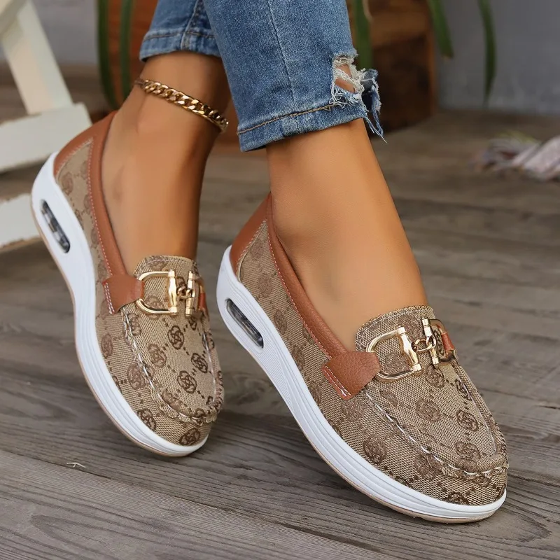 

New Lady Thick-soled Flat Shoes Casual Breathable Sports Shoes Comfortable Outdoor Running Women's Vulcanized Shoes