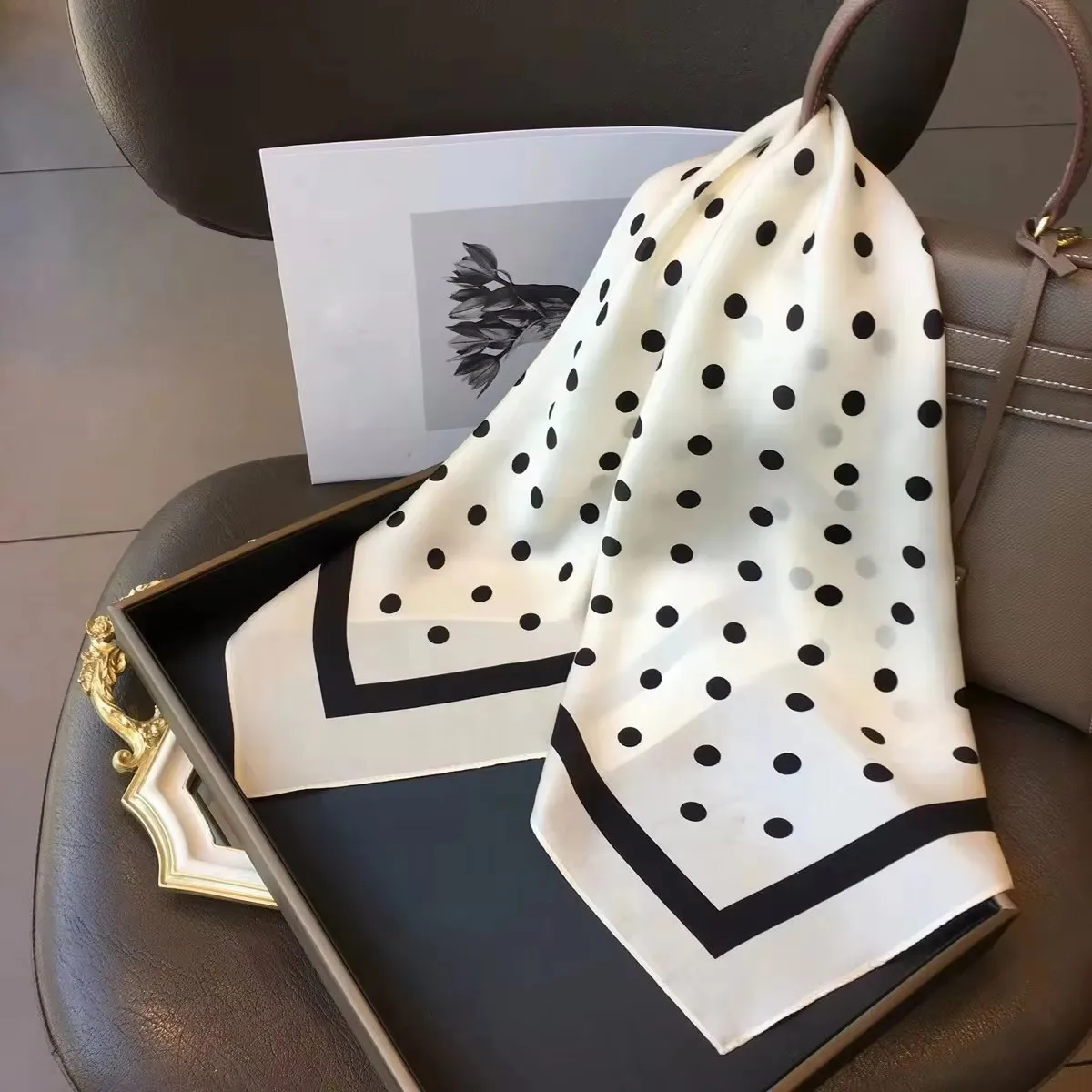 100% Natural Silk Square Scarf Women Hairband Neckerchief Wrap