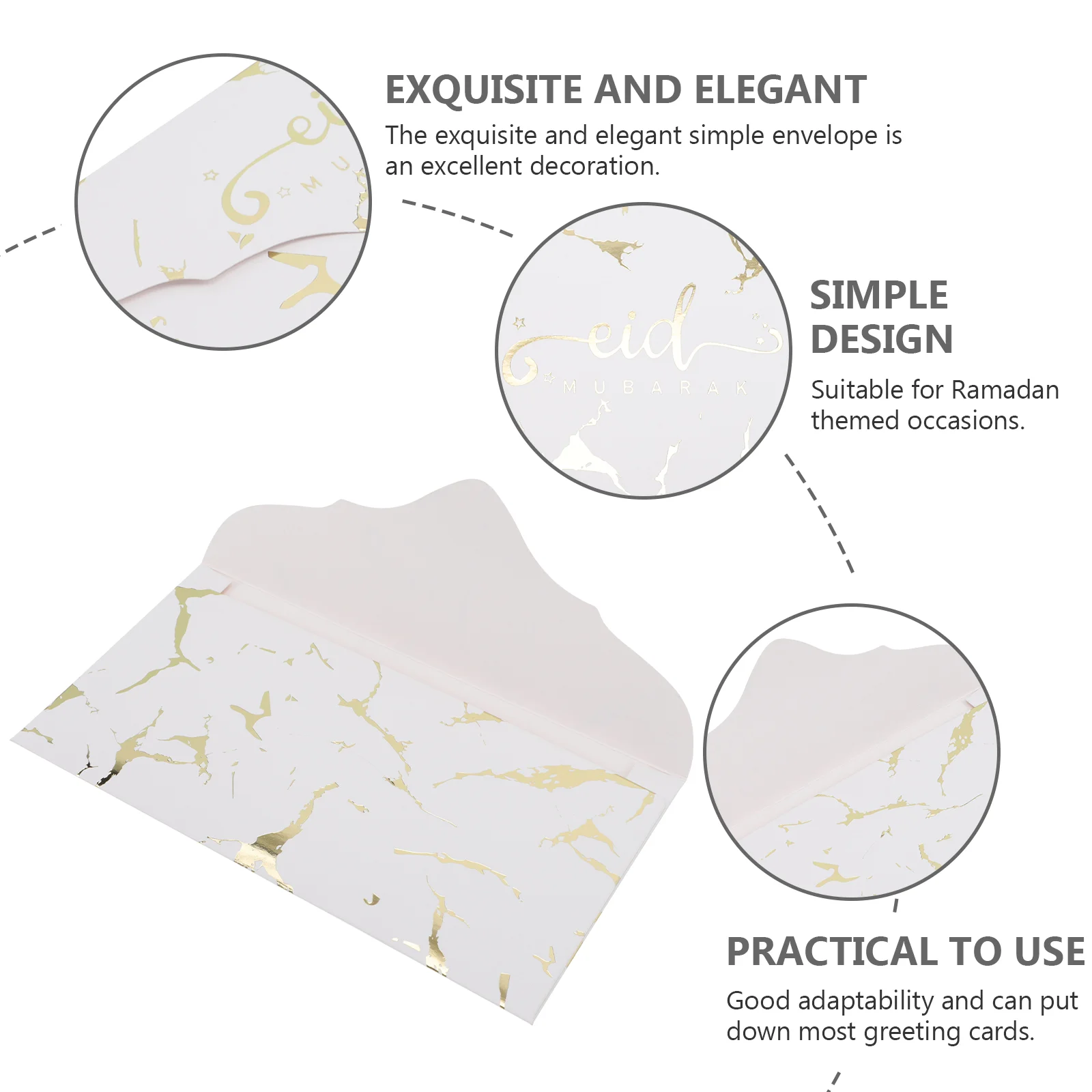 Eid 봉투 무바라크 카드 인사 돈, 인사 용품, 휴일 축하 장식 선물, 도금 축하 라마단