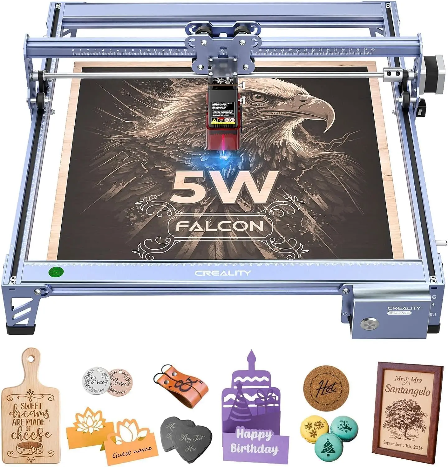 Creality Falcon 5W Laser Engraver Machine, 72w High Precision 0.06mm Laser Cutter and Engraving Machine for Wood Leather Acrylic
