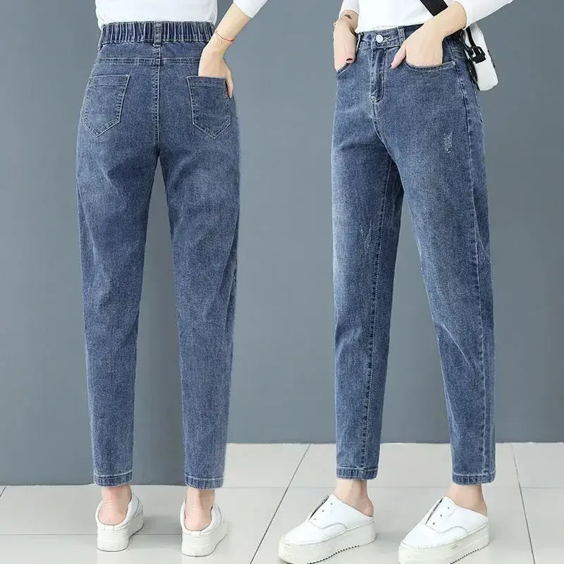 

High Waisted Stretch Jeans For Women's Spring/summer 2023 Loose And Versatile Harlan Pants Casual Cropped Pants