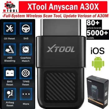 NUOVO XTOOL Anyscan A30X Strumento Diagnostico per Auto, Scanner Bidirezionale OBD Bluetooth, Codice DTC, Auto VIN, Oltre 5000 Auto, Aggiornamenti Gratuiti a Vita
