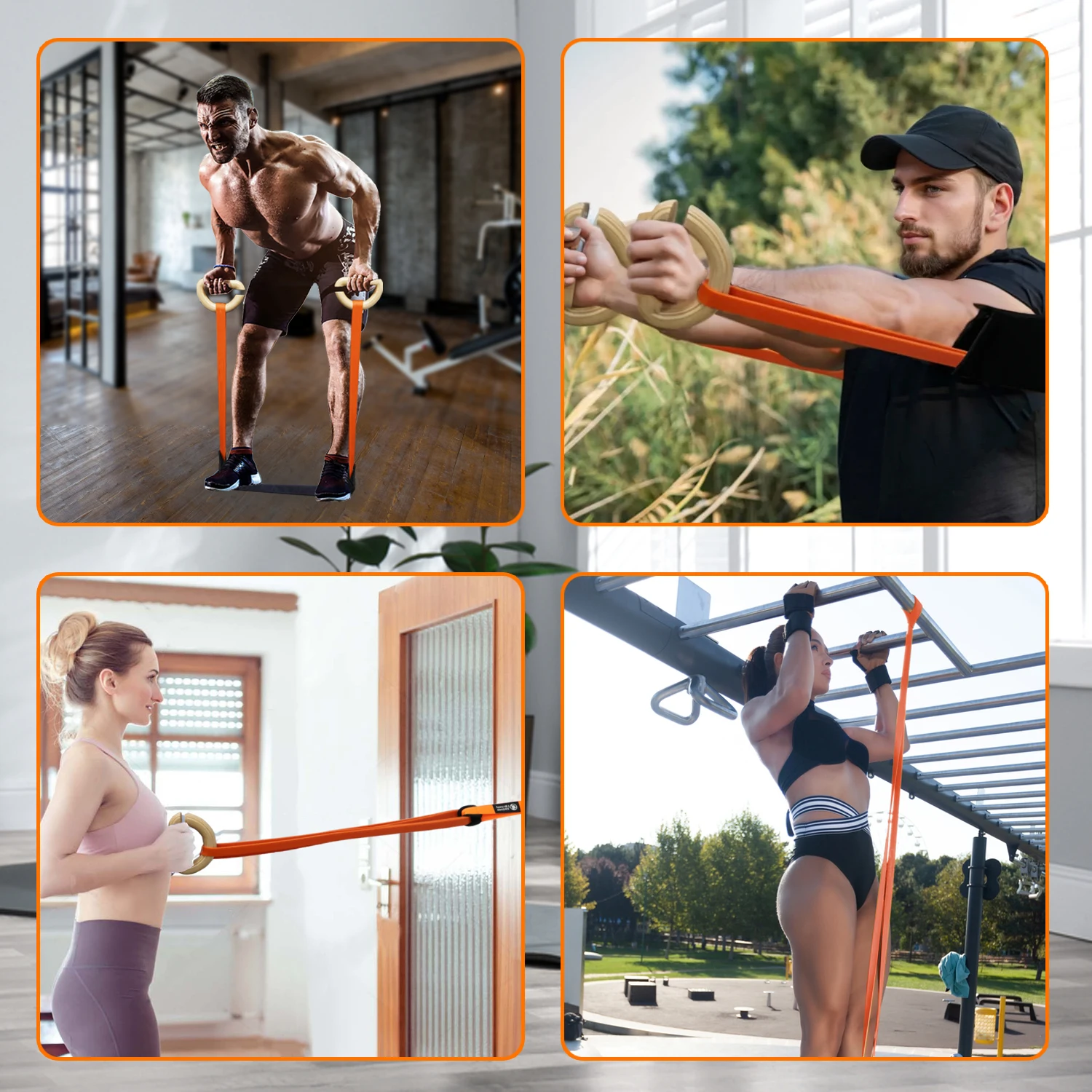1 Pair Wooden Resistance Bands Handles, Versatile Exercise Handles with Anti-Slip Grips for Home Gym Pilates, Strength Training 5