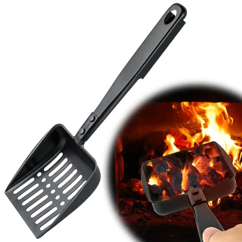 Metal Fireplace Ash Shovel Hollow Out Wood Stove Ash Sifter Iron Coal Shovel Fire Pit Tools for Fireplaces Outdoor BBQ Grills 5