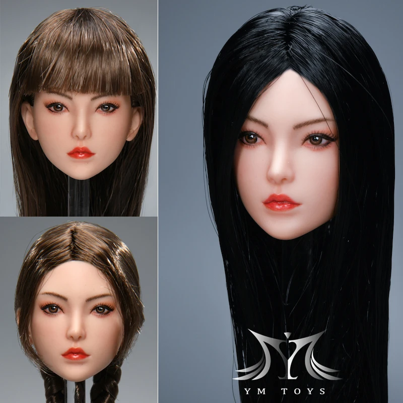 

YMTOYS YMT072 Head Sculpt Asia Star Doll 1/6 Female Qian Soldier Long Hair Head Carving Model Fit 12'' Action Figure Body Dolls