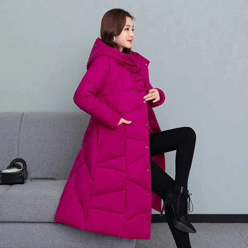 

Thick Long Parkas Women's Jacket Hooded Winter Coat 2023 Female Fashion Jackets Outwear Long-Sleeved Parkas Windproof Cotton Clo