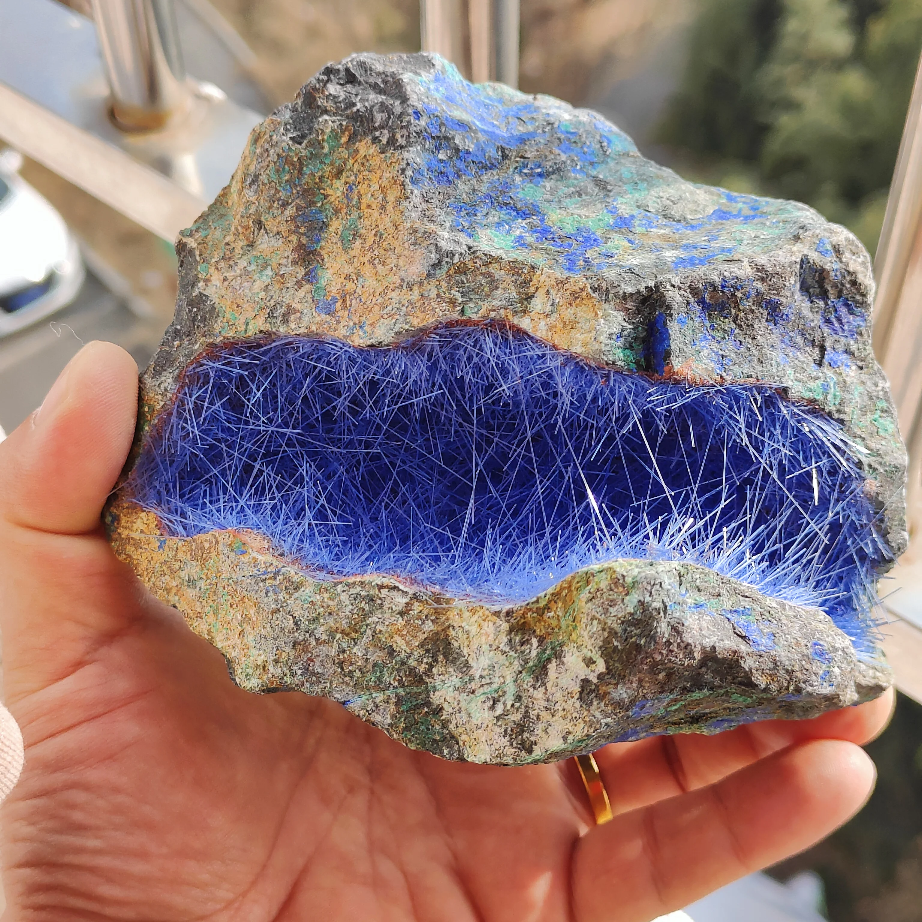 1.2kg 1pcs Natural beautiful Geode Azurite and Malachite symbiotic mineral specimen crystal Stones and crystals Healing crystal 4