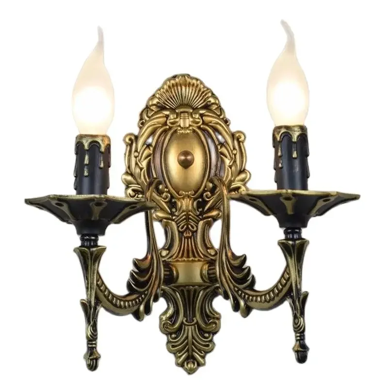 빈티지 캔들 벽 램프, 2 암 론 복도 벽 램프, 풀 테일 LED 전구, 식당 벽 스콘스 욕실